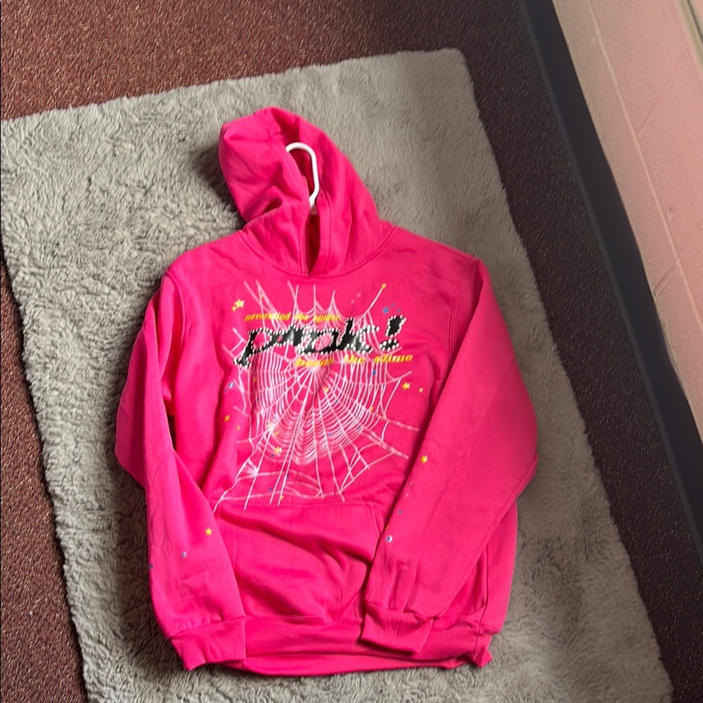 Pink Spider Web Graphic Hoodie